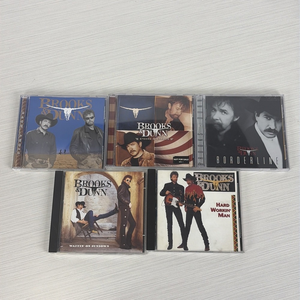 Lot of 5 Brooks & Dunn CD's Tight Rope Steers & Striped Borderline Hard Workin